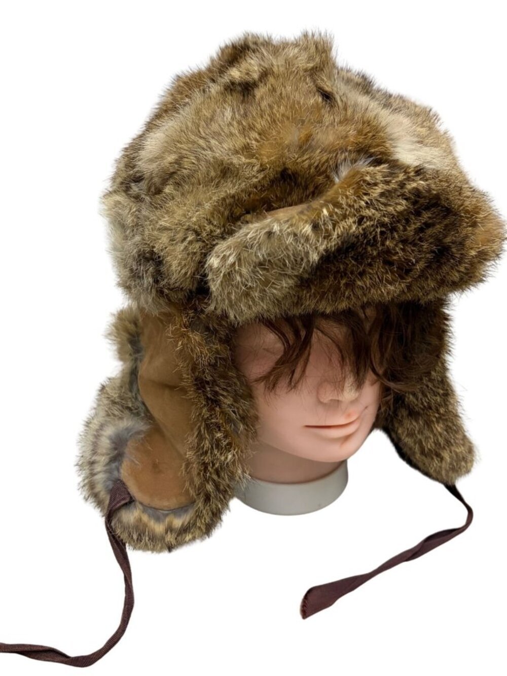 Vintage RABBIT FUR LL BEAN Winter Trapper Hat Retro Hunting Ushanka Womens Small